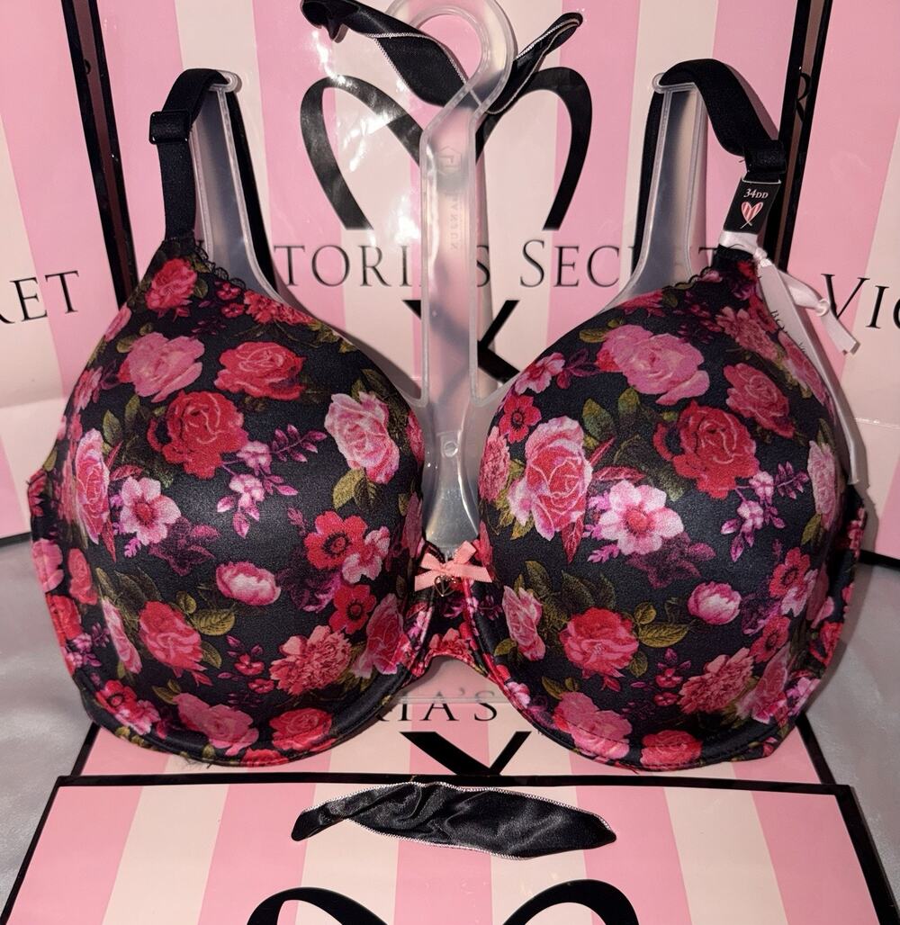 Victorias Secret Bra Body By Victoria Perfect Coverage 34DD Red Rose